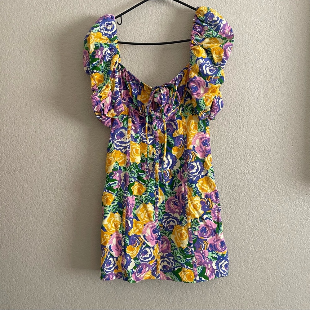 Zara corset floral print mini dress size small